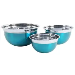 OSTER - Juego Bowls Acero Inoxidable 3 Piezas Rosamond Turquesa