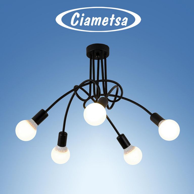 Lámpara Colgante Nudo 5 Luces E27 Negra