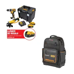 DEWALT - Taladro Percutor 1/2" 20V + Esmeril 4-1/2" 20V + 2 Baterías 5.0Ah + 1 Batería 5.0Ah +Cargador+Maleta + Mochila Mclaren F1 Team Pro