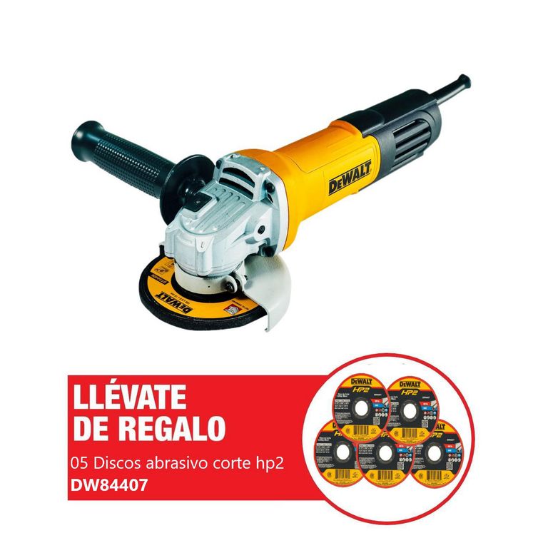 01 Esmeril angular 4 1/2' 750W DWE750 + 05 Discos de corte HP2 4-1/2" DW84407