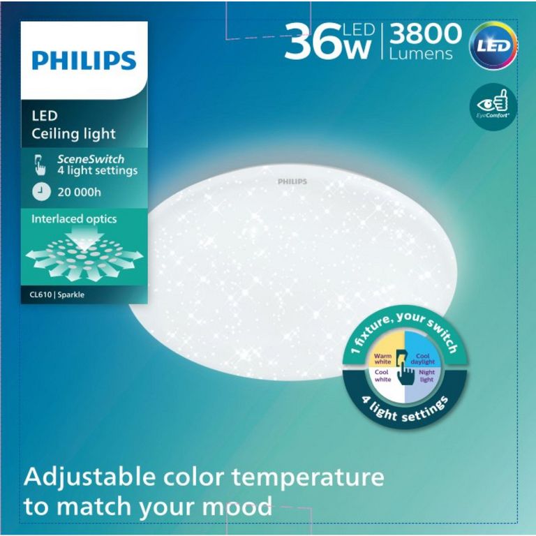 Plafón LED Sparkle 36W Tricolor