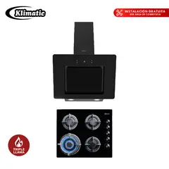 KLIMATIC - Combo Cocina Empotrable 4 Hornillas Gia X + Campana Extractora Aria