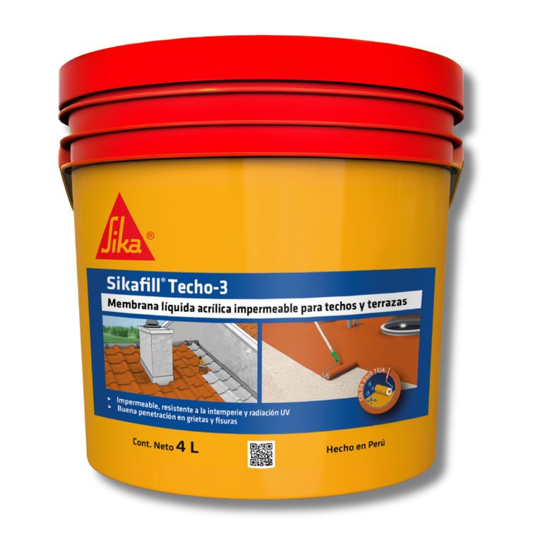 SikaFill Techo-3 Rojo Teja | Impermeabilizante para techos y terrazas 4 L