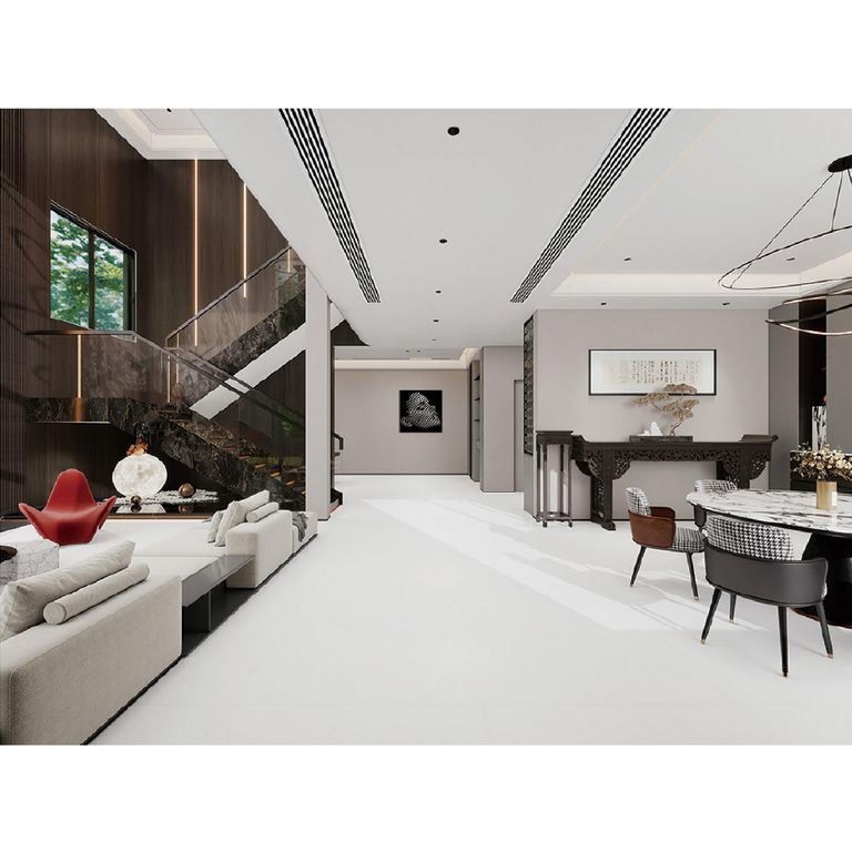 Gres Porcelánico Blanco Mate 60x120cm Marmolado 2.16m2