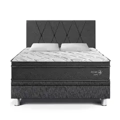 PARAISO - Dormitorio Boxet Pocket Star Queen Charcoal + 2 Almohadas + 1 Protector