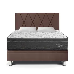 PARAISO - Dormitorio Boxet Pocket Star Queen Chocolate + 2 Almohadas + 1 Protector