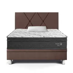 PARAISO - Dormitorio Boxet Pocket Star 1.5 plz Chocolate + 1 Almohada + 1 Protector