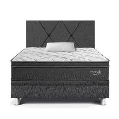 PARAISO - Dormitorio Boxet Pocket Star 1.5 plz Charcoal + 1 Almohada + 1 Protector