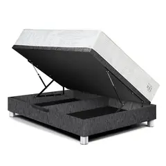 PARAISO - Cama Boxet Pocket Max 2 plz Charcoal + 2 Almohadas + 1 Protector