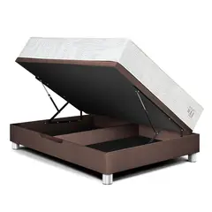 PARAISO - Cama Boxet Pocket Max 1.5 plz Chocolate + 1 Almohada + 1 Protector