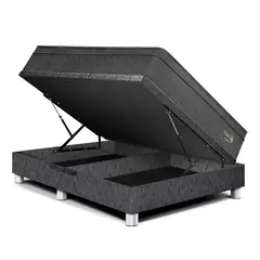 PARAISO - Cama Boxet Pocket Star Queen Charcoal + 2 Almohadas + 1 Protector