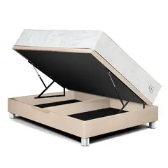 PARAISO - Cama Boxet Pocket Max 2 plz Champagne + 2 Almohadas + 1 Protector