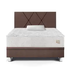 PARAISO - Dormitorio Boxet Pocket Max 1.5 plz Chocolate + 1 Almohada + 1 Protector