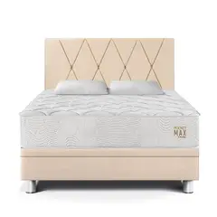 PARAISO - Dormitorio Boxet Pocket Max Queen Champagne + 2 Almohadas + 1 Protector
