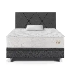 PARAISO - Dormitorio Boxet Pocket Max 1.5 plz Charcoal + 1 Almohada + 1 Protector