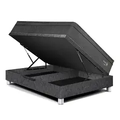 PARAISO - Cama Boxet Pocket Star 1.5 plz Charcoal + 1 Almohada + 1 Protector