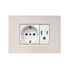 BTICINO - Toma Americana 15A + Schuko 16A Living Light Air Blanco Arena