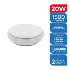 ILUMA - Foco UFO LED Sidney Tricolor 20 W Policarbonato Blanco 34 cm