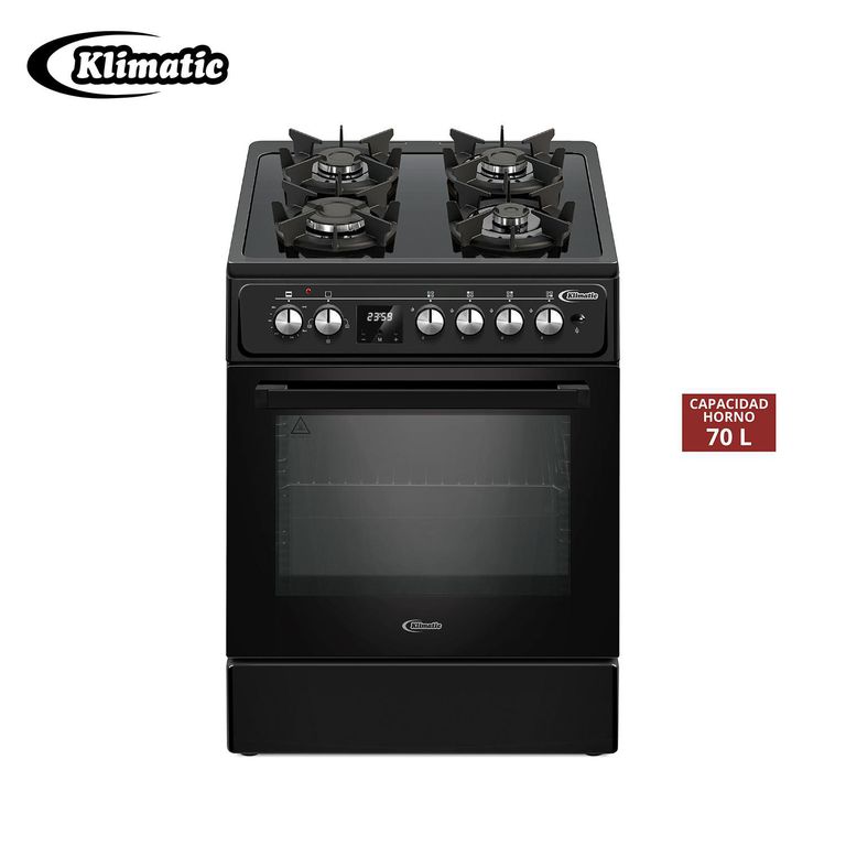 Cocina de Pie a Gas 4 Platos Negro Elda