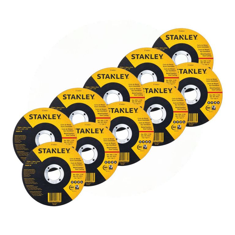 Pack 10 Discos de Corte para Metal 4 1/2" x 1mm STA8061