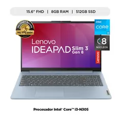 LENOVO - IdeaPad Slim 3 15IAN8 Intel Core i3-N305 8GB 512GB SSD W11 (82XB0032LM)