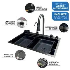 AMERICAN FURNITURE - Lavadero Lavapro Multifuncional Acero inoxidable 47x23x76cm