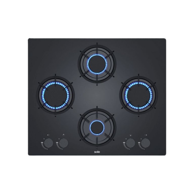 Encimera Empotrable A Gas 4 Hornillas 60cm Rubí 3120SOLCO078 Negro