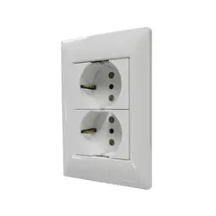CAMBRE - Tomacorriente Doble Schuko Blanco 10-16A 250V Con Placa
