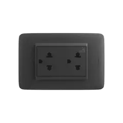 BTICINO - Toma Universal Duplex 2P+T 15/16A Domino Sencia Plus Negro