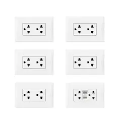 GENERICO - Pack 5 Tomacorrientes Doble P/T Modus 4 + 1 Tomacorriente Combinado ( 2 USB + 2 P/T).