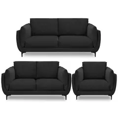 CASA BELLA - Sofá 6 Cuerpos Maelis 200x89x80cm Negro