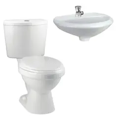 TREBOL - Sala Rapid Jet Premium: Tanque Doble Pulsador + Taza + Lavamanos.