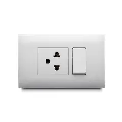 VETO - Tomacorriente Universal 2P+E con Interruptor Vive Blanco