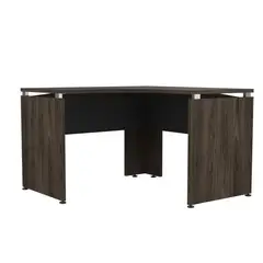 TUHOME - Escritorio L Home Office Negro Soft/Coñac