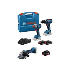 Bosch - Taladro Percutor Profesional + Batería de iones de litio 18V + Amoladora Angular Inalambrica 5" 18V Sin Batería