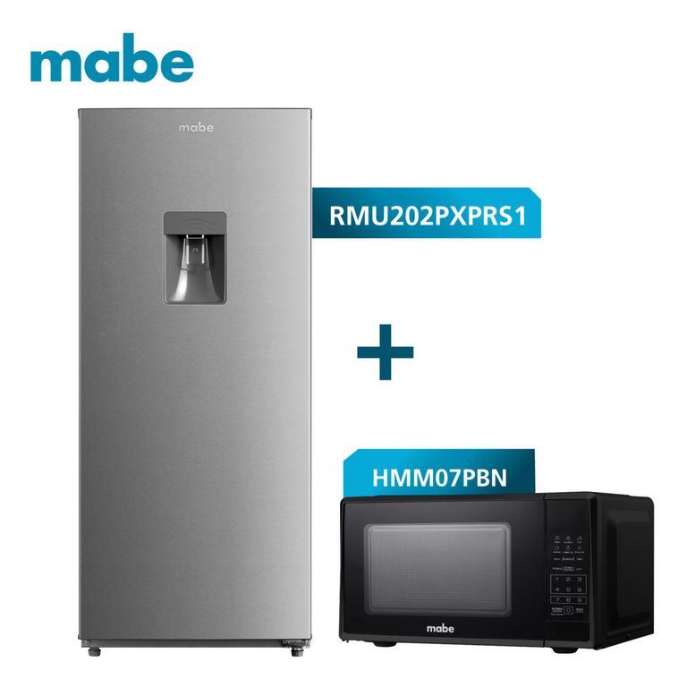 Combo Refrigerador Monopuerta + Horno Microondas RMU202PXPRS1+HMM07PBN