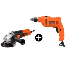 BLACK+DECKER - Taladro de Impacto 3/8 550W + Esmeril Angular 4 1/2 820W BED710550-K8