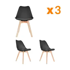 BONNO - Set x3 Silla Ema Negro