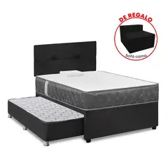 FORLI - Cama Divan 1.5 Plazas Americana Acqua + Sofá + Almohada