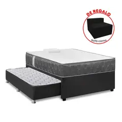 FORLI - Cama Divan 1.5 Plazas Americana Acqua + Sofá + Almohada