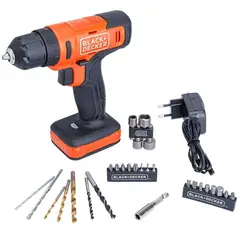 Black+Decker - Kit Taladro Percutor Inalámbrico 12V 3/8 in. (10mm) BCD712VHD-B2 Black + Decker