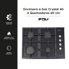 FDV - Encimera Crystal de 4 Quemadores a Gas Natural