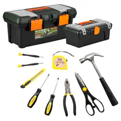 BAUKER - Set 2 Cajas de Herramientas 18'' y 12'' + Set De Herramientas 9 Piezas Karson