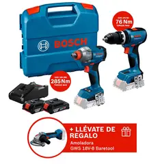 BOSCH - COMBO Inalámbrico Taladro GSB18V-65 + Llave de impacto GDX18V-285 REGALO: Amoladora GWS 18V-8