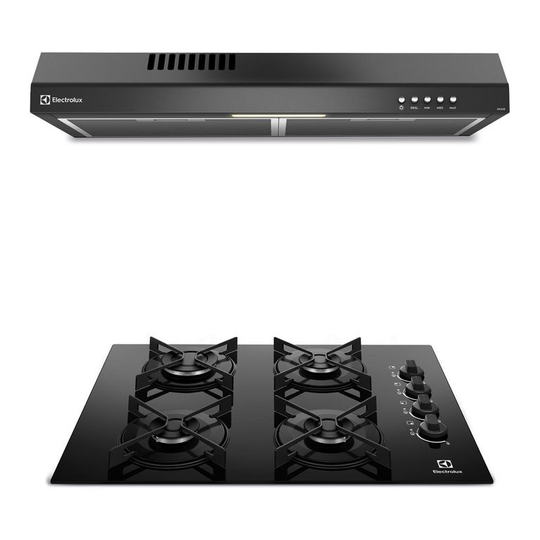 Combo Encimera 4H + Campana 60cm Negro