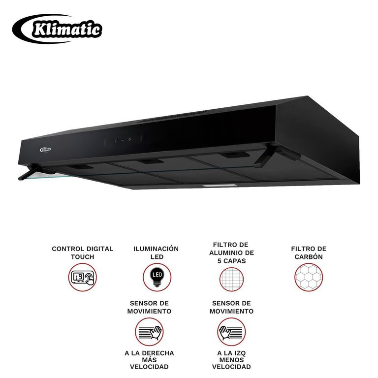 Campana Extractora Convencional 90CM Delft Negro