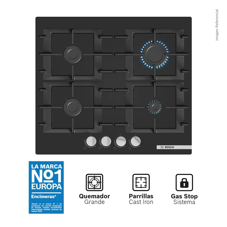 Encimera a Gas PNP6B6K40 Negro
