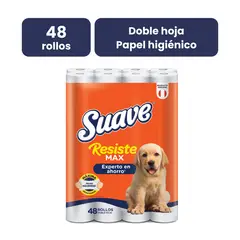 SUAVE - Papel Higiénico Resistemax Doble Hoja 48 Rollos
