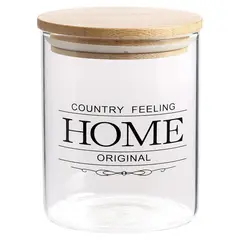 JUST HOME COLLECTION - Frasco de Vidrio Borosilicatado Tapa de Bambú 0.7l