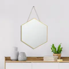 JUST HOME COLLECTION - Espejo Decorativo Hexágono Dorado 39x45cm